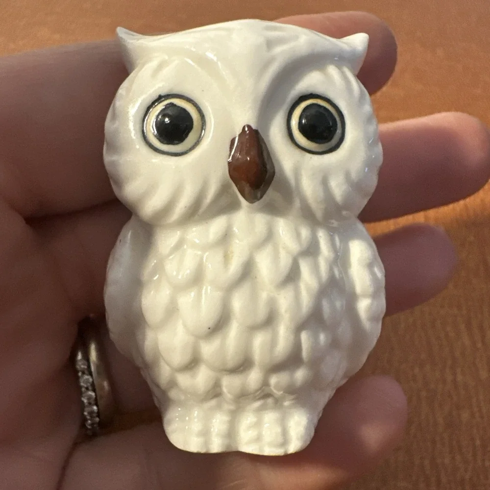White Owl Salt & Pepper Shakers Set Miniature Mini Small‎ Cute Owls